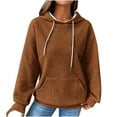 thumbnail image 1 of Savings Clearance 2024 wmjolc Waffle Hoodie for Womens Solid Pullover Drawstring Sweatshirt Spring Fall Oversized Sweatshirts with Pockets Long Sleeve Out Going Tops, 1 of 4