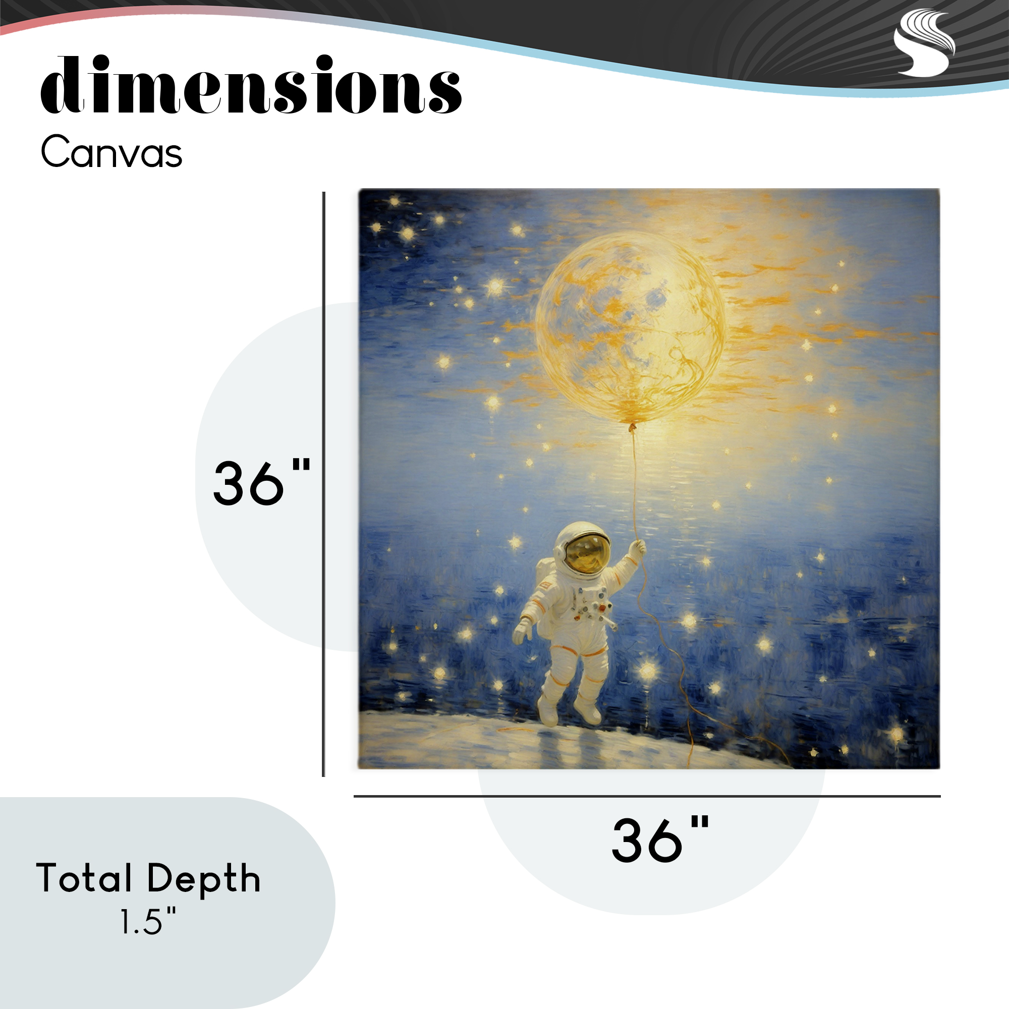 Astronaut with Dreamy Cosmic Balloon Canvas Wall Art, design by Angie Hawke