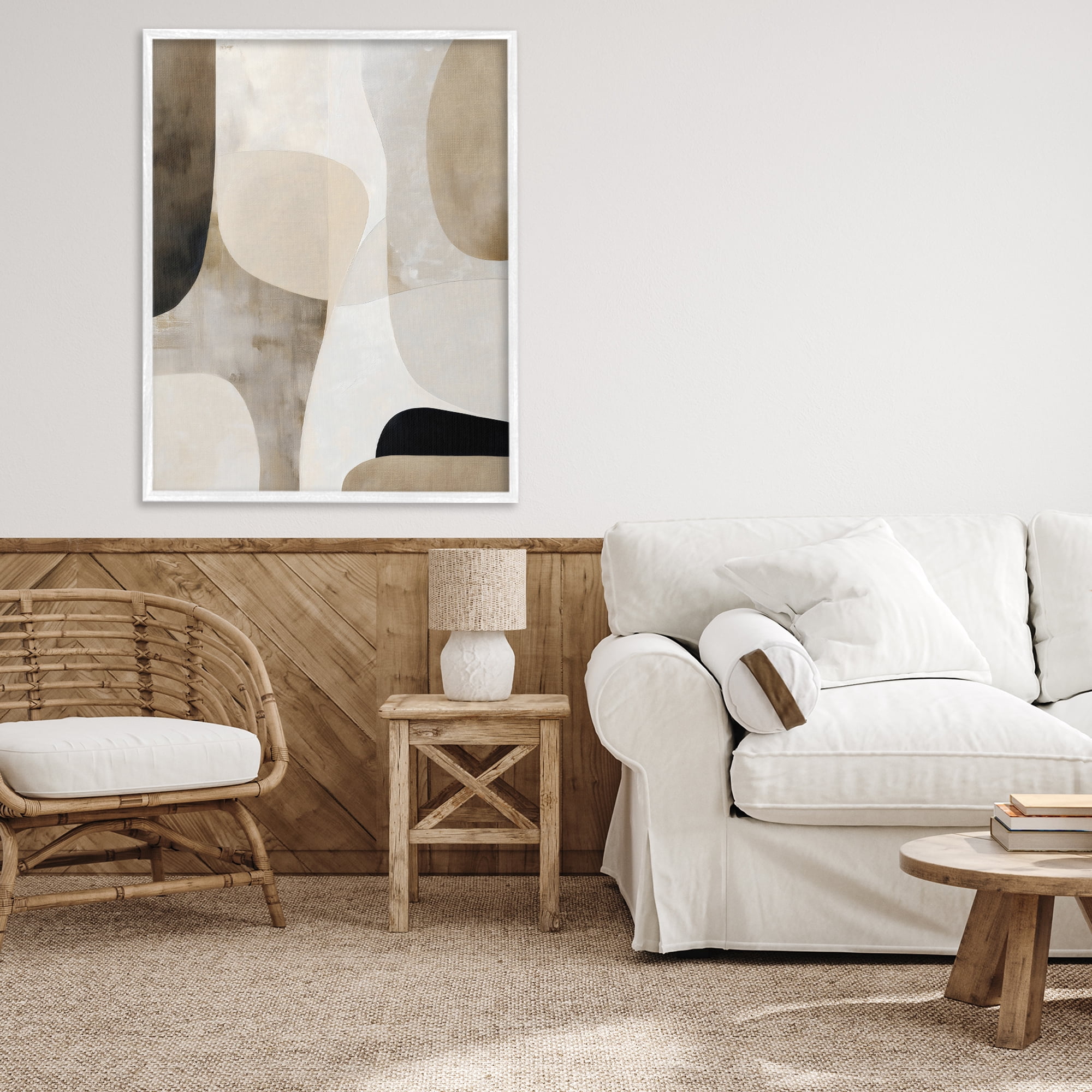 Stupell Industries Tan Shapes Organic Balance White Framed Giclee Art, design by Ink Drop Loft