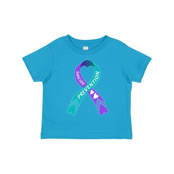 Inktastic Suicide Prevention Blue and Purple Ribbon with Hearts Boys or Girls Toddler T-Shirt