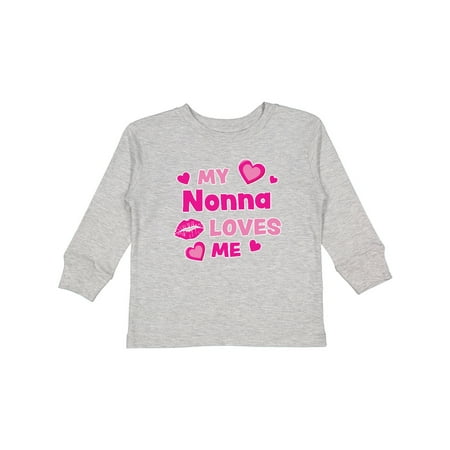 

Inktastic Valentine s Day My Nonna Loves Me Hearts and Lips Gift Toddler Boy or Toddler Girl Long Sleeve T-Shirt