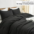 thumbnail image 4 of PHF 3-Piece Waffle Weave Comforter Set King Size, Lightweight Comfy Bedding Set for All Season, Ultra Soft Textured 1 Comforter with 2 Pillow Shams, Black, 4 of 7