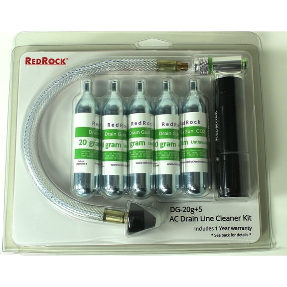 RedRock 20g HVAC Drain Line Cleaning – Reusable CO₂ HVAC Blaster Tool | with 5x 20g Cartridges | Fast, DIY Air Conditioner Tool
