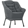 thumbnail image 1 of HOMCOM Modern Accent Chair, Linen Fabric Armchair with Side Pockets, Grey, 1 of 10