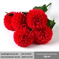 thumbnail image 2 of Ramo de flores artificiales de 5 cabezas Ceremonia de banquete de boda Decoración floral Tela de seda Flor falsa con hojas, Rojo Eigraketly HA6561-02B, 2 of 6