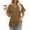 Brown, variant on Women's T Shirts V Neck Short Sleeve Casual Tops Loose Fit Basic Tees with Curved Hem,Yellow,Women's S-XXL