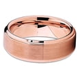 thumbnail image 3 of Silly Kings 8mm Brushed Rose Gold Tungsten Carbide Wedding Ring Modern Stepped Edge Unisex Band, 3 of 3