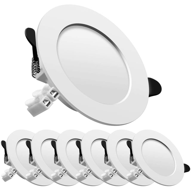 Foco empotrable LED, extraplano, lámpara empotrada redonda plana para techo, 7 W, equivalente a 700 lúmenes, 70 W incandescente, CA 175-265 V, blanco neutro, para baño, salón, caja de 6