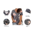 thumbnail image 4 of CASSIE LIZ Plus Size Tops 3X Summer Short Sleeve Shirts Womens Gray Floral Blouses Cute Ladies V Neck Tee Tunic Dressy Pullover 3XL 22W 24W, 4 of 5