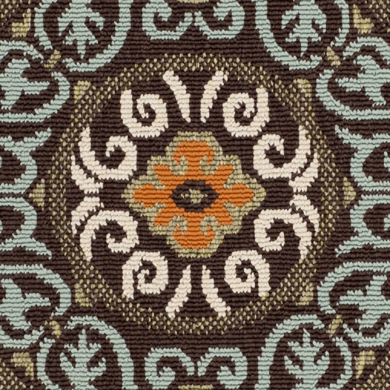 SAFAVIEH Veranda Durga Geometric Indoor/Outdoor Area Rug, 2' x 3'7", Chocolate/Aqua