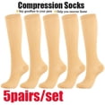 thumbnail image 1 of 5 pares de calcetines de compresión deportivos para hombre y mujer, con graduación de 20-30 mmHg, hasta la rodilla, para correr, maratón, baloncesto, venas varicosas y lactancia (tallas L/XL), 1 of 8