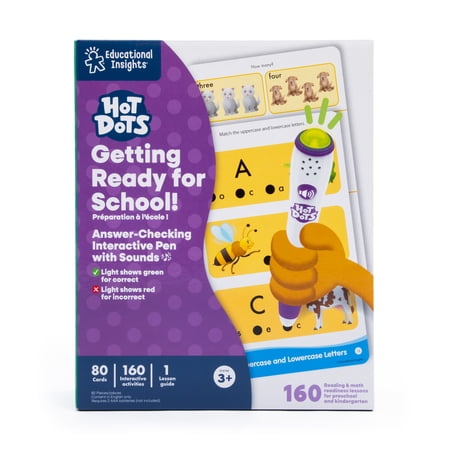 Educational Insights Hot Dots Getting Ready For School Set 160 ABC & Math Preschool Lessons Ages 4+