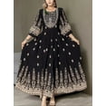thumbnail image 3 of MORTTIC Women's Bohemian Embroidered Maxi Dress Elegant 3/4 Sleeve Swing Dress, 3 of 6