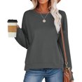 thumbnail image 2 of ShomPort Women's Oversized Crew Neck Sweatshirt Fall Casual Solid Color Long Sleeve Sweatshirt Pullover Tops, 2 of 8