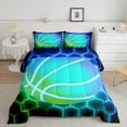 thumbnail image 3 of Manfei Neon Basketball Comforter Sets Twin Size, Futuristic Honeycomb Down Comforter, Sport Player Reversible Bedding Twin Comforter Set, Breathable Room Decor, 2 Pieces, 3 of 8