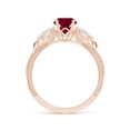 thumbnail image 2 of ANGARA Natural Aeon 1 ct Ruby & Diamond Three Stone Engagement Ring with Milgrain in 14K Rose Gold for Women (Size-6mm) | July Birthstone, Anniversary, Jewelry Gift for Women | Natural Ruby Ring, 2 of 9