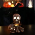 thumbnail image 2 of Lámpara decorativa de cuervo de Halloween, lámpara de esqueleto de Halloween, resina, estatua de calavera de Halloween, lámpara de esqueleto de calavera de Halloween, calidad en la que puedes confiar, 2 of 5