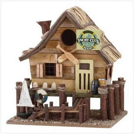 SWM 32188 9 3/8'' L x 8'' W x 9 7/8'' H Wooden Yacht Club Bird House