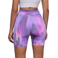 thumbnail image 3 of INSPIRE CHIC Women's High Waist Tie Dye Biker Shorts Tummy Control Workout Running Thigh Slimmer L Purple Pink, 3 of 5