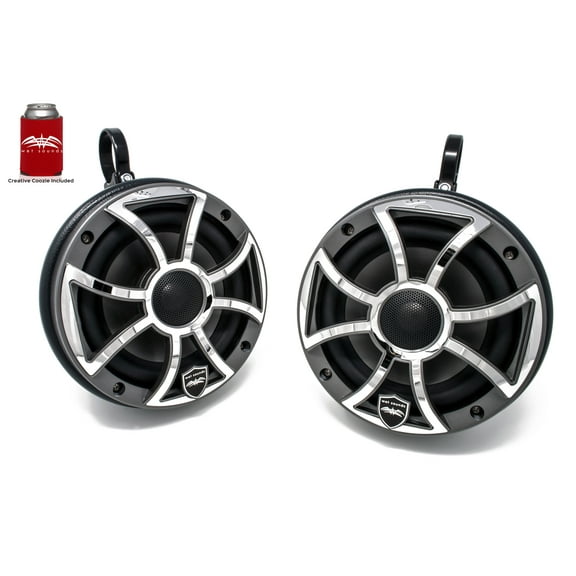 Wet Sounds REVO 6-XSG-SS GunMetal 6.5 Inch Marine LED Speakers & Roll Cage Enclosures (1.75" Clamps)
