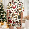 thumbnail image 4 of Women's Christmas Pajamas Silk Pijamas Women Set Short Sleeve Button Down Pajama with Shorts Christmas Pj Set, 4 of 6