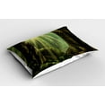 thumbnail image 2 of Ambesonne Forest Pillow Sham 2 Pack, Sunbeam Moss Tree Bodies, 36"x20", Olive and Army Green, 2 of 3