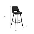 thumbnail image 3 of 30" Elegant Black Faux Leather and Black Metal Armless Swivel Bar Stool, 3 of 10