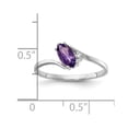 thumbnail image 3 of Solid 14k White Gold 7x3.5mm Marquise Amethyst Purple February Gemstone Diamond Engagement Ring Size 5.5, 3 of 6