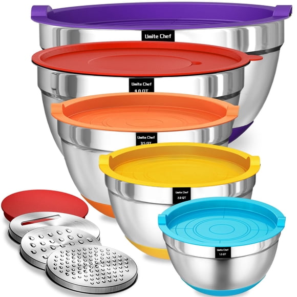 Juego de cuencos para mezclar Umite Chef de acero inoxidable 5, 4, 3.5, 2, 1.5 L