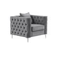 thumbnail image 3 of Alexandria - Gray Velvet fabric 3 Pieces Living room Set - 1 Loveseat and 2 Armchairs., 3 of 5