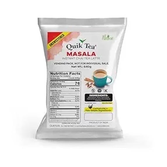 QuikTea Instant Masala Chai Tea Latte Unsweetened, 40 Single-Serve Sachets, Artisanal Indian  Chai Latte Mix, Just Add Hot Water, Low Caffeine, Non-GMO, Gluten Free