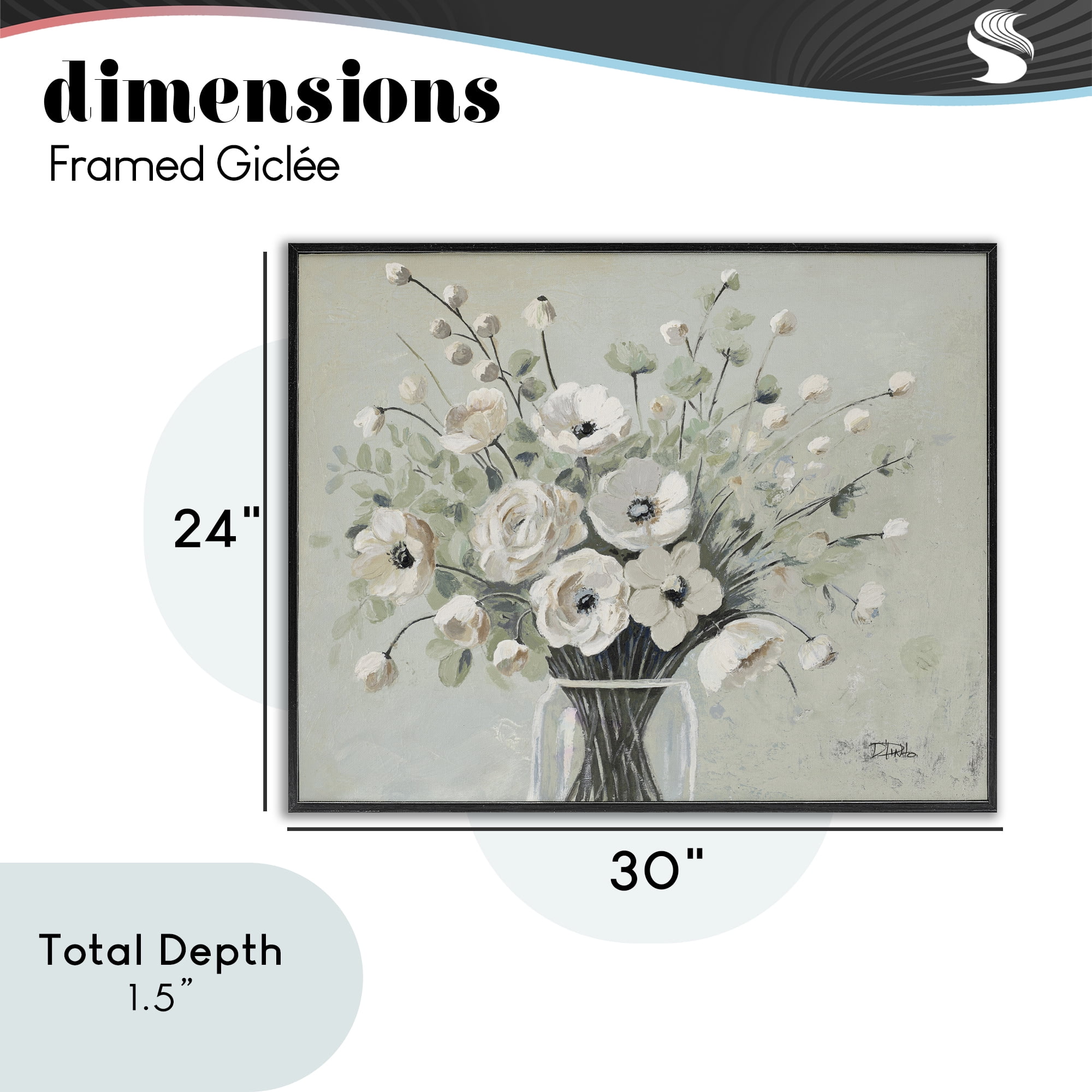 Stupell Industries Siempre Bella Bouquet Black Framed Giclee Art, design by Patricia Pinto