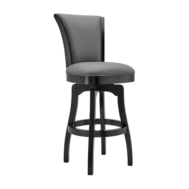Raleigh 26" Counter Height Swivel Barstool in Black Finish and Gray