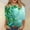 Shirts-372Green, variant on Cute Tops for Women Gradient Blue Green Graphic Tees 3/4 Sleeve Casual Shirts Dreamy Soft Focus Floating Clover Pattern Tees