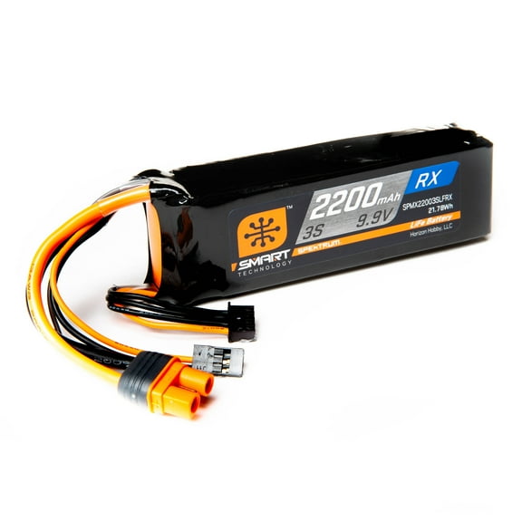Spektrum Accessories 2200mAh 3S 9.9V Smart LiFe ECU Battery IC3 SPMX22003SLFRX Airplane Batteries