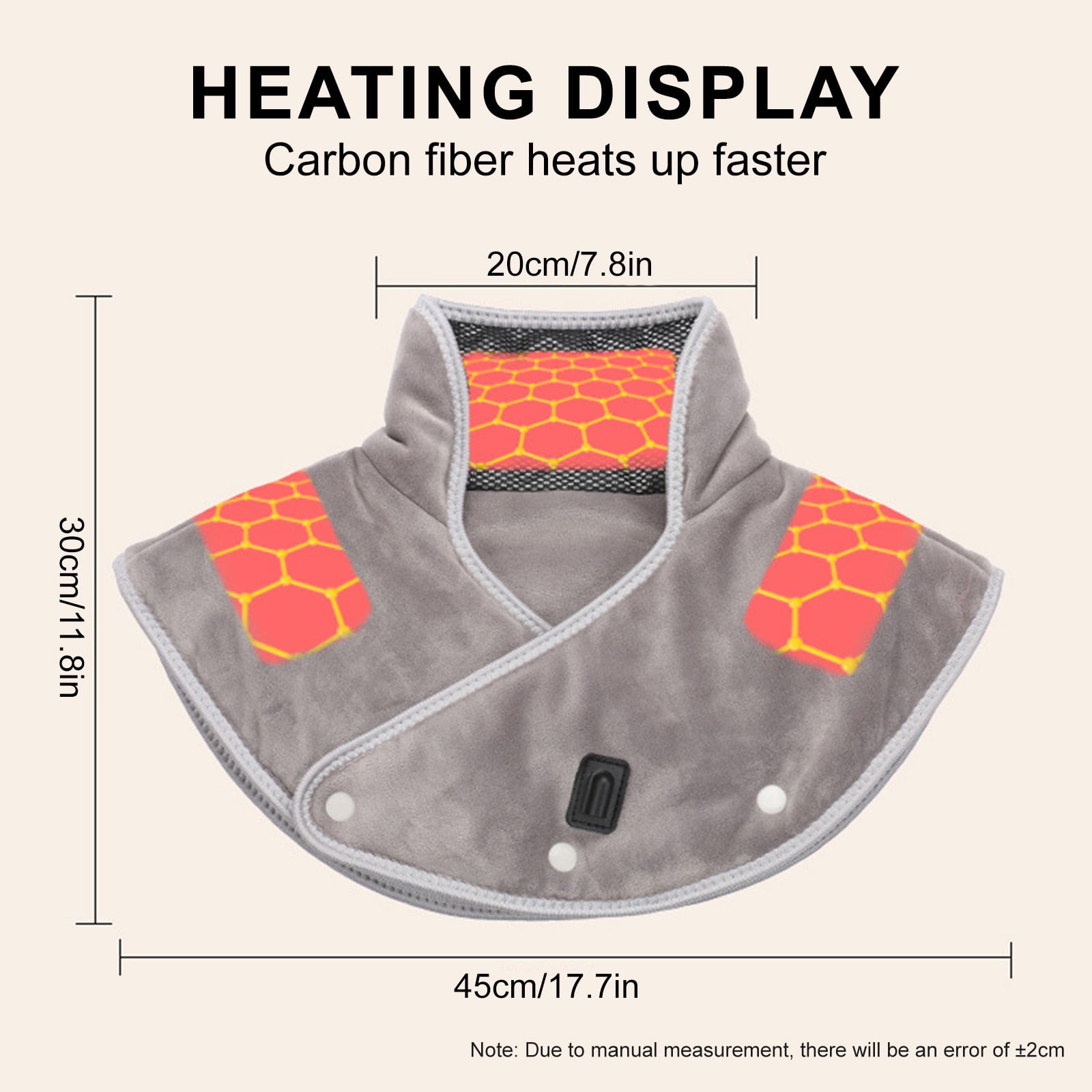 Grey Heated Shoulder Neck Wrap Massager Pad With Vibration, Three Temperature Settings And Mink Fabric, Usb Powered For Home, Office And Car Use