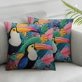 thumbnail image 3 of Acheng Pillow Covers Playful Toucans Tropical Foliage Decorative Pillowcase Square Cushion Cover Tropical Bird Toucan Throw Pillows for Couch Bed Sofa 12x12in, 3 of 7