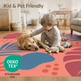 thumbnail image 4 of ODIKA 3'x5' Coral Teal Tropical Elegance with Modern Washable Throw Rug Chic Botanical Patterns for Contemporary Decor for Entryway, Kitchen, Mudroom, Stain Resistant, Low Profile, Non-Slip, 4 of 7