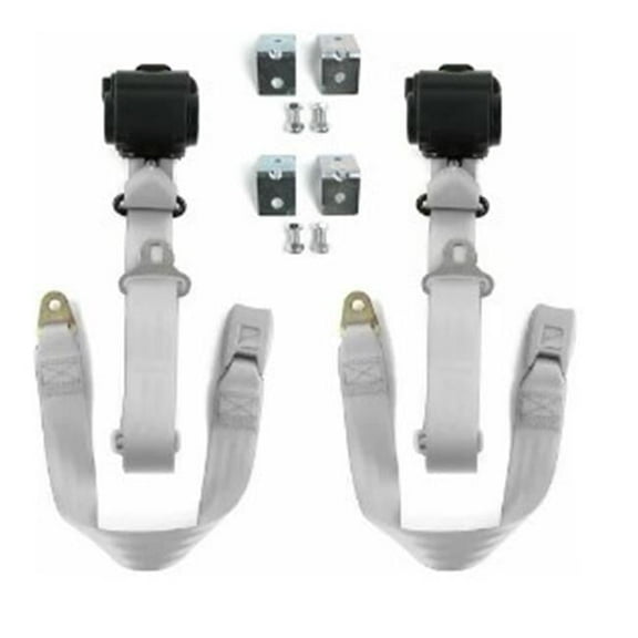 SafeTBoy  Standard 3 Point Gray Retractable Bucket Seat Belt Kit with Bracketry & 2 Belts for 1982-1994 Chevy S10 Blazer
