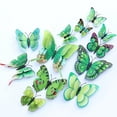 thumbnail image 3 of 12 Pcs Butterfly Wall Decor,3D Butterflies Stickers,Double Layer Butterfly Decorations,Reusable Butterfly Wall Decals,Butterflies Sticker with Magnets for Home Bedroom,Room Decoration,Green, 3 of 7