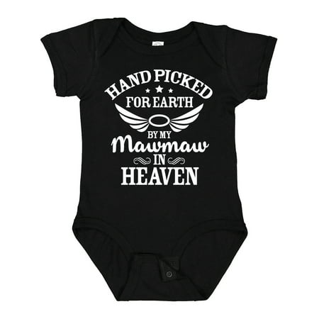 

Inktastic Handpicked for Earth by My Mawmaw in Heaven with Angel Wings Gift Baby Boy or Baby Girl Bodysuit