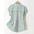 thumbnail image 6 of Ayolanni V-Neck Summer Blouses for Women Striped Dressy Button Down Short Sleeve Blouse Fitted Cap Office Workout Shirts Women's Tops, Tees & Blouses Green L, 6 of 6