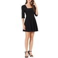thumbnail image 1 of Vestido de manga de encaje con cuello cuadrado INSPIRE CHIC para mujer negro S, 1 of 6