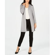JM Collection Women's Lace Up Sleeve Metallic Cardigan Silver Size Large