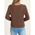 thumbnail image 4 of Women's Long Sleeve Button Down V‑Neck Knit Cardigan Scalloped Trim Sweater, 4 of 5