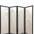 thumbnail image 3 of 4 Panel Wooden Screen with Hand painted Fabric Design, Brown & Beige - Saltoro Sherpi, 3 of 6
