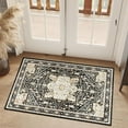 thumbnail image 3 of Black Small Rug Washable,Boho Area Rugs for Bathroom Entryway Entry Entrance Bedroom,Front Door Mat Soft Carpet Indoor Vintage Black and Gold Floral 2''x3'', 3 of 6