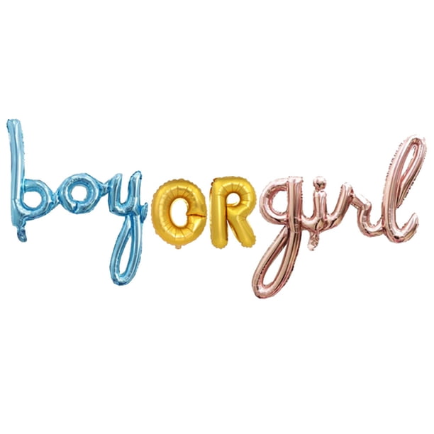 KAKOWELY Adornos para fiesta en casa con letras para niño o niña, decoraciones para fiesta de revelación de sexo, globos para bebé recién nacido, versión gorda