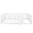 thumbnail image 6 of Queen Size Floor Bed Frame, Montessori Floor Bed Frame with Fence & Door, Wood Bed Frame for Girls and Boys, No Box Spring Needed, Easy Assembly, White, 6 of 8
