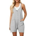 thumbnail image 2 of Wiyuqeen One Piece Jumpsuits for Women Sleeveless Button V Neck Lounge Romper Shorts Solid Baggy Adjustable Spaghetti Strap Jumper Shorts, 2 of 8